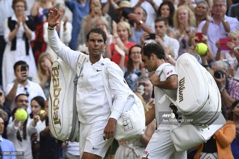 Roger Federer y Rafael Nadal en Wimbledon