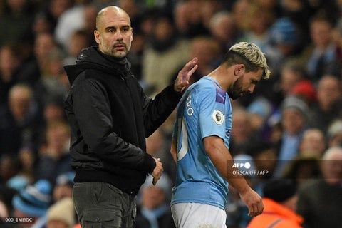 Sergio Aguero y Pep Guardiola