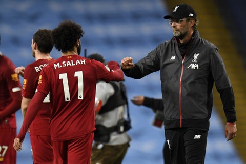 Mohamed Salah y Jurgen Klopp en Liverpool
