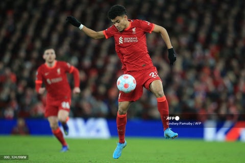 Luis Díaz, en el último duelo del Liverpool por Premier League.