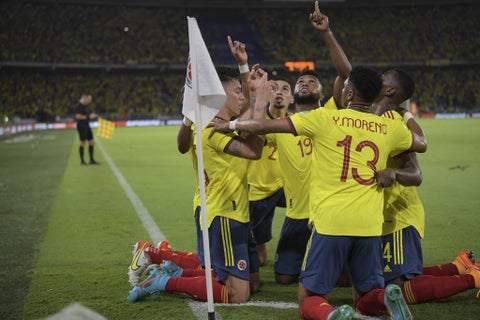 La Selección Colombia en uno de los partidos de las Eliminatorias