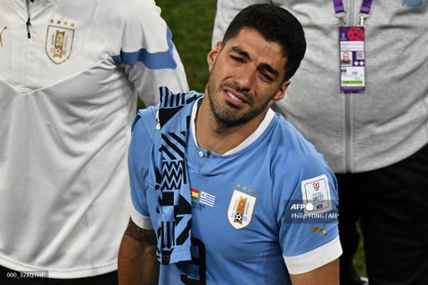 El llanto de Luis Suárez tras la eliminación de Uruguay en Qatar 2022