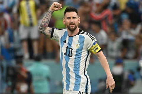Lionel Messi celebrando el segundo gol de Argentina ante Países Bajos