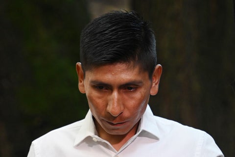 Nairo Quintana en la rueda de prensa donde anunció que no se retira