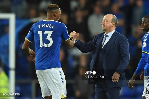 Yerry Mina y Rafel Benítez