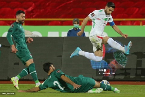 Irak en uno de sus últimos partidos frente a Irán por eliminatorias.