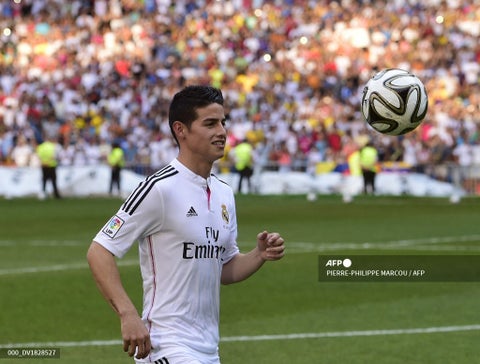 James Rodríguez en su presentación en el Reala Madrid.