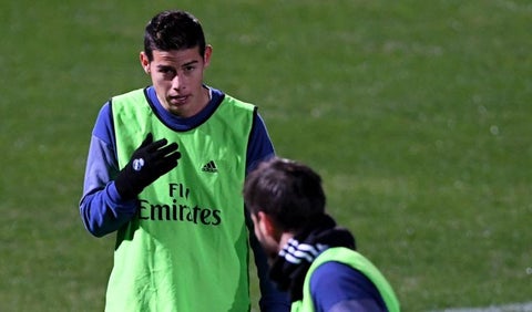 James Rodríguez, entrenando con el Real Madrid