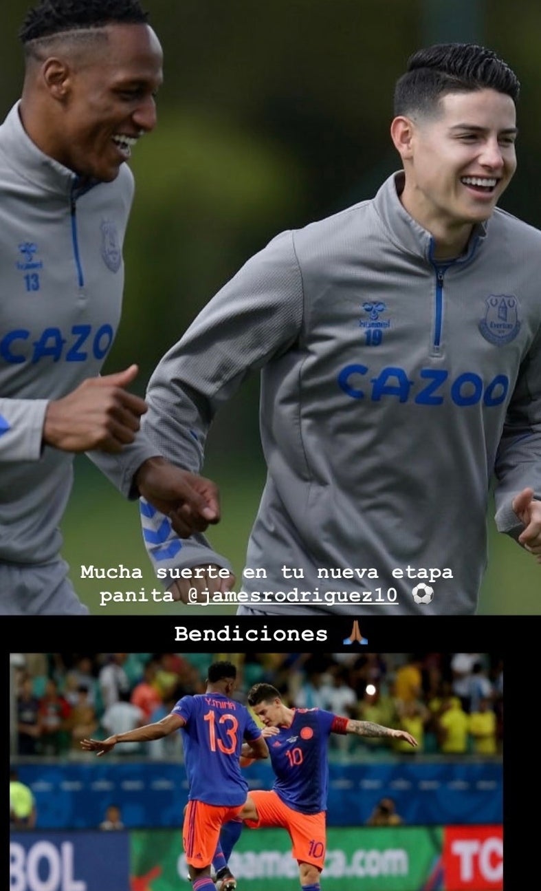 Yerry Mina se despide de James Rodríguez