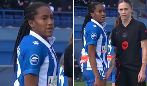 Agresión de Mapi León, jugadora del Barcelona, a la colombiana Daniela Caracas