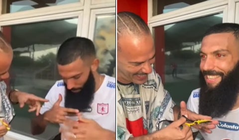 Alejandro Quintana se corta la barba