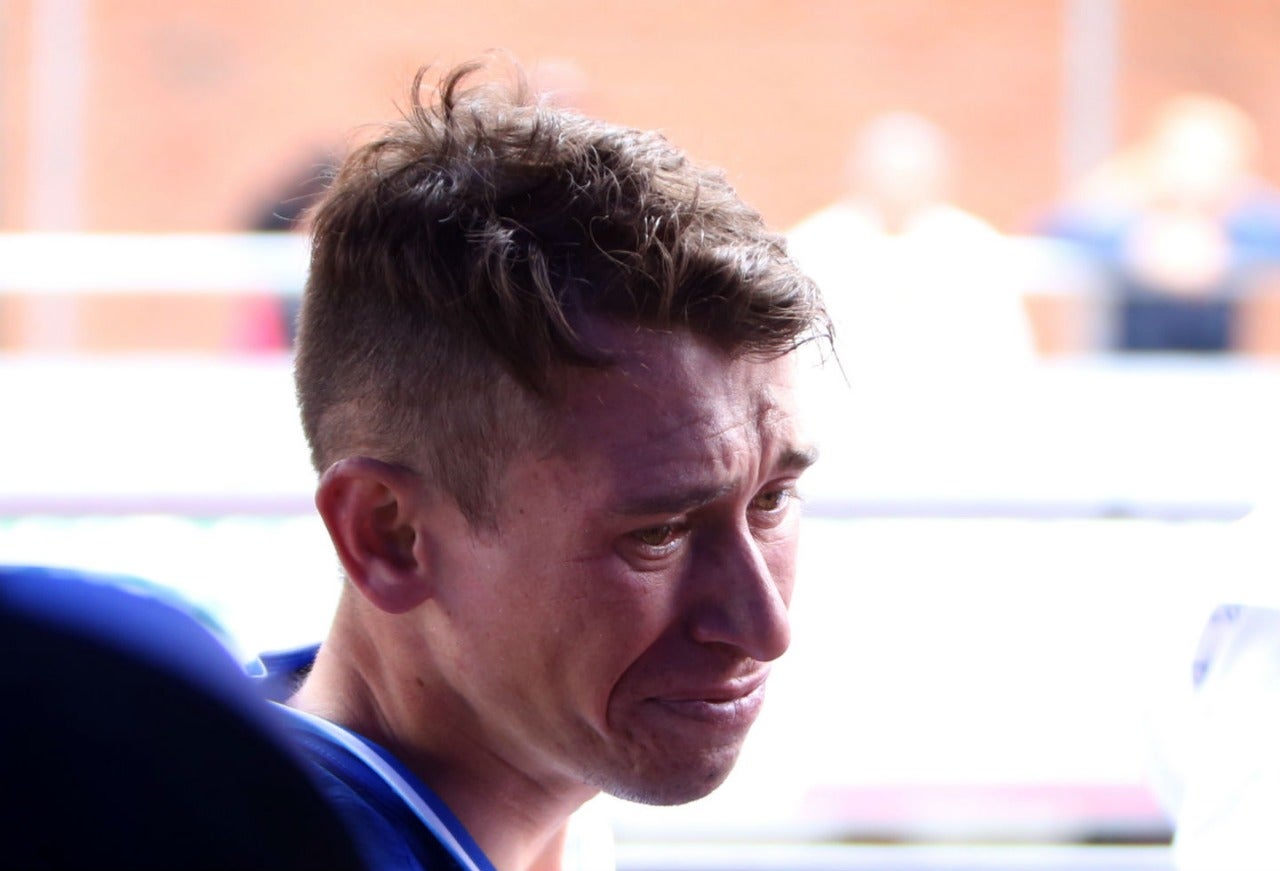 Lagrimas de felicidad de Chaparro, tras el triunfo de la séptima etapa