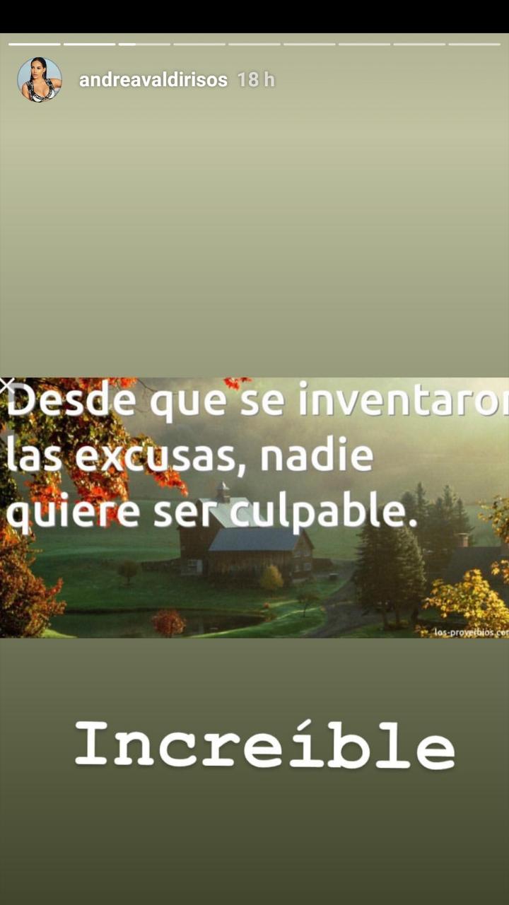 Andrea Valdiri, historia de Instagram