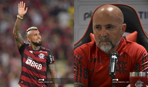 Arturo Vidal Jorge Sampaoli - Flamengo