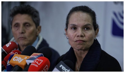 Astrid Rodríguez en rueda de prensa