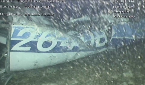 Restos de la avioneta que ocupaba Emiliano Sala