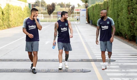 Luis Suárez, Lionel Messi y Arturo Vidal