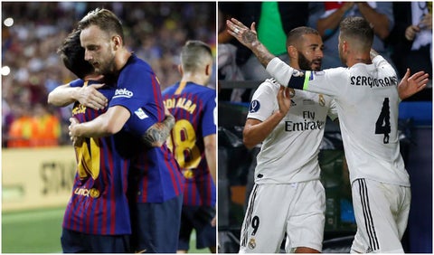 Jugadores de Barcelona y Real Madrid