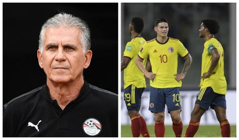 Carlos Queiroz y jugadores de la Selección Colombia