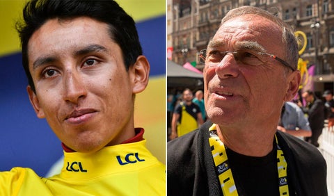Egan Bernal y la leyenda del ciclismo Hinault