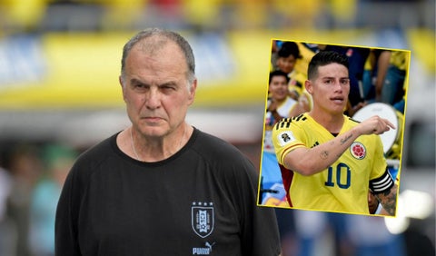 Marcelo Bielsa, entrenador de Uruguay, y James Rodríguez