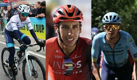 Santiago Buitrago, Egan Bernal y Harold Tejada