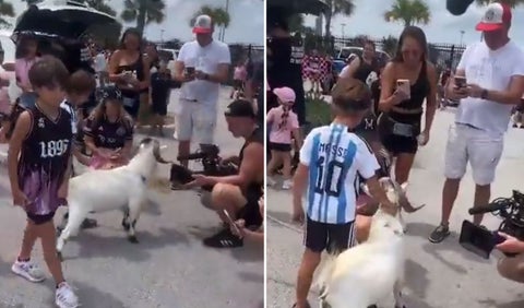 Una cabra apareció en la presentación de Messi en el Inter de Miami