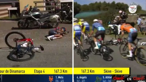 Caída de Egan Bernal en el Tour de Dinamarca 2022