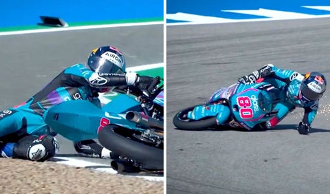 Caída de David Alonso en el GP de España