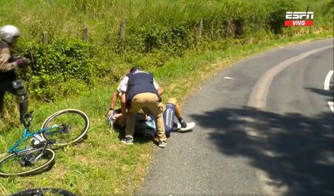 Caída de David de la Cruz en el Tour de Francia