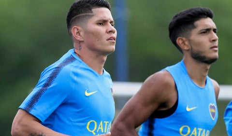 Jorman Campuzano entrenando con Boca Juniors