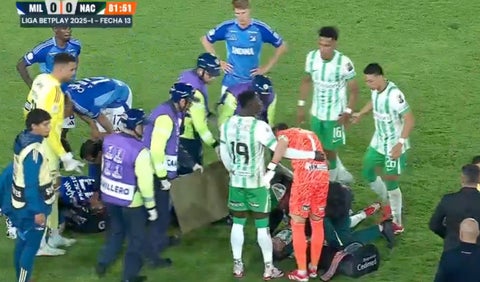 Golpe de Camilo Cándido en partido Nacional vs Millonarios