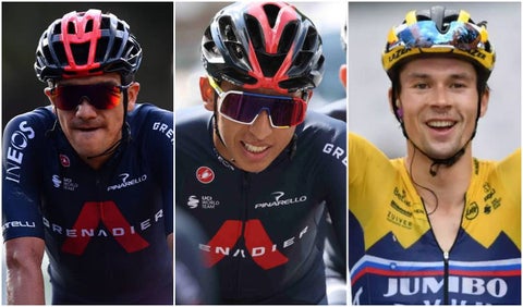 Carapaz, Bernal y Roglic