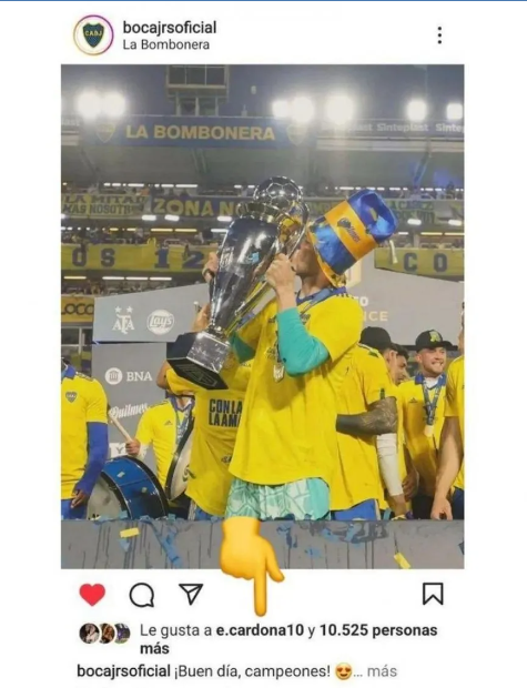 El like de Cardona al título de Boca