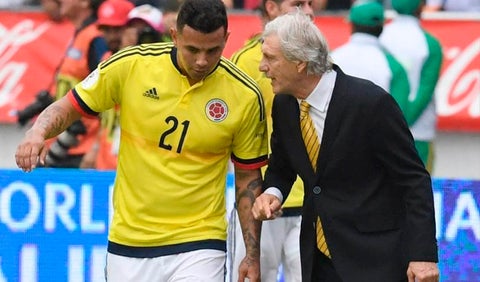 Edwin Cardona y José Pékerman en la Selección Colombia