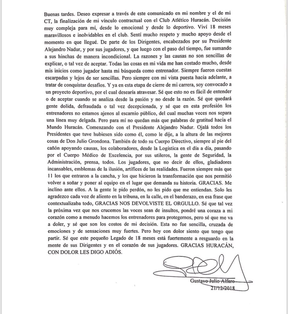 Carta Gustavo Alfaro