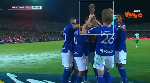 Celebración gol Millonarios ante Nacional Liga Betplay