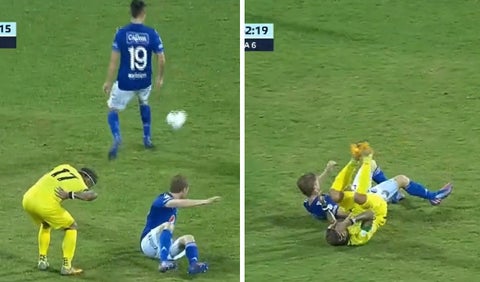 Choque entre Andrés Llinás y Dayro Moreno