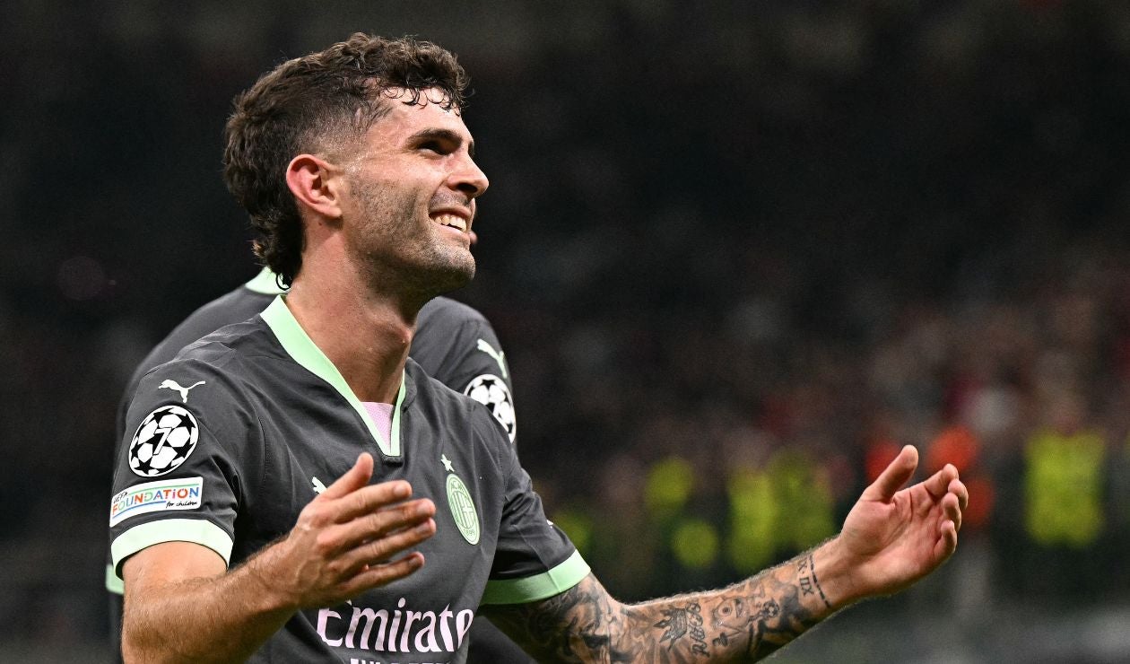 Christian Pulisic con el Milan en Champions League