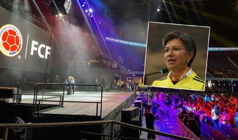 Claudia López en el recibimiento a la Selección femenina sub 17