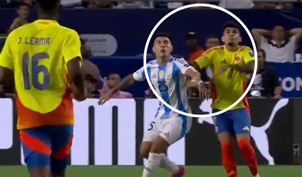 [Video] ¿Roja? El codazo a Luis Díaz en la final Colombia vs Argentina