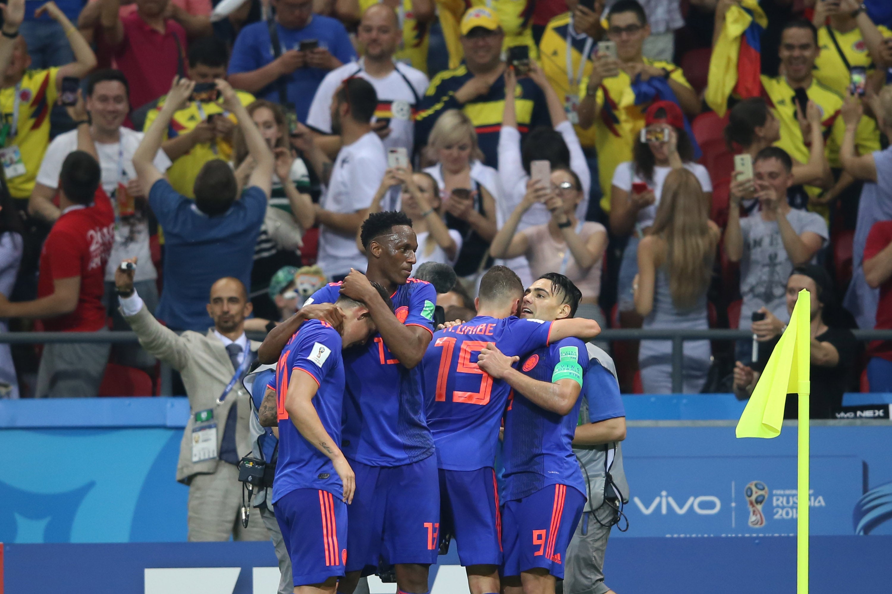 Los jugadores de Colombia celebrando