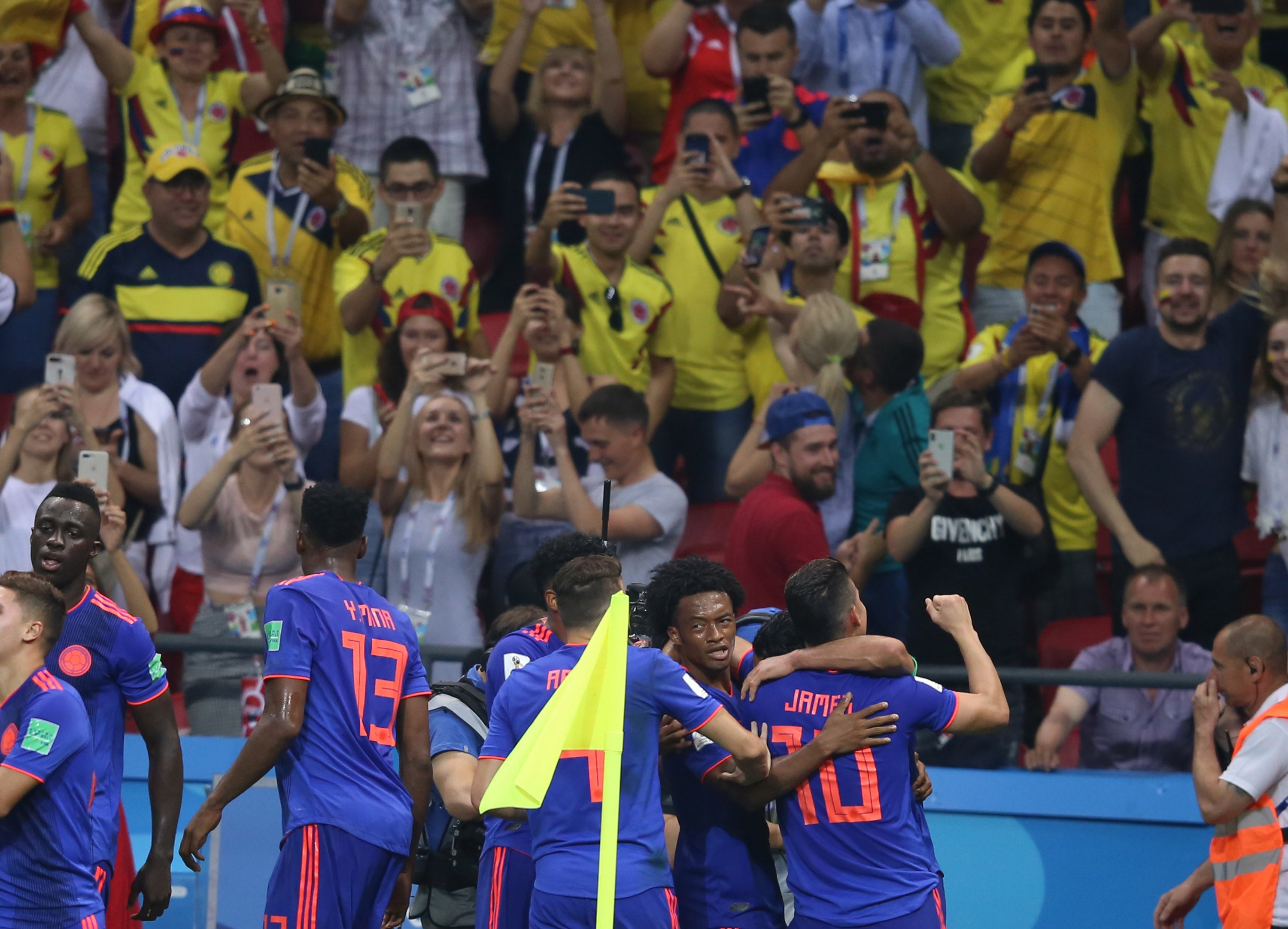 Los jugadores de Colombia celebrando