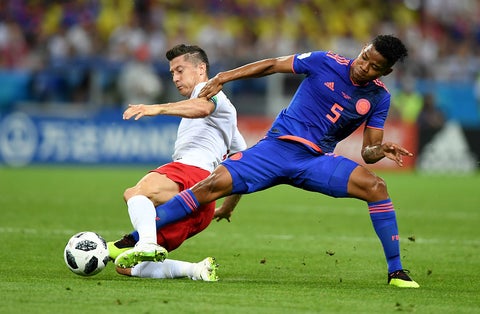 Wilmar Barrios con la Selección Colombia ante Polonia en Rusia 2018