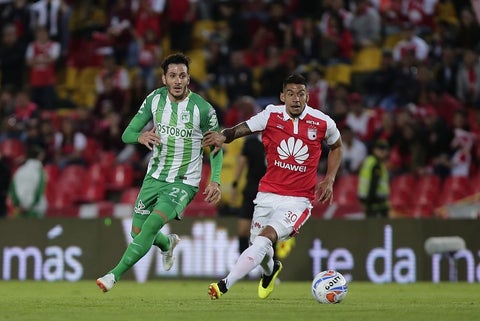 Yeison Gordillo en el juego entre Santa Fe y Nacional por la Liga Águila