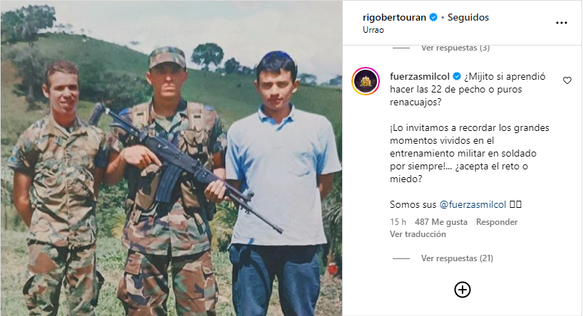 Comentario del Ejército a Rigoberto Urán