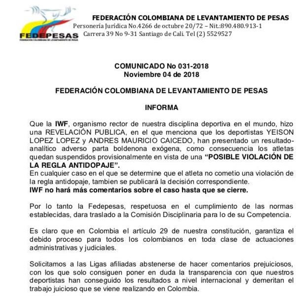 Comunicado Fedepesas