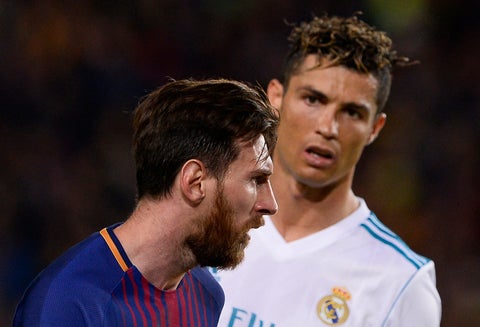Messi y Cristiano en un clásico Barcelona vs Real Madrid