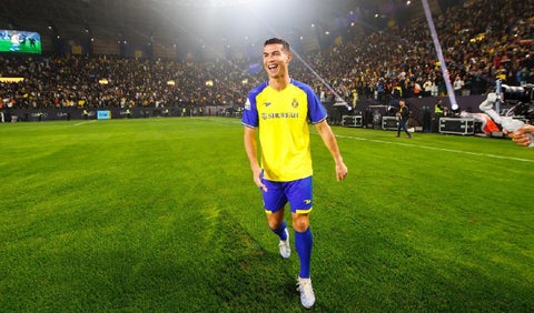 Cristiano Ronaldo en su presentación en el Al Nassr