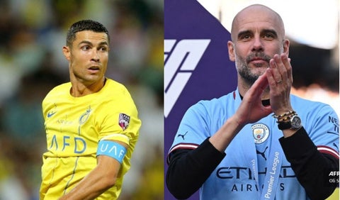 Cristiano Ronaldo del Al Nassr y Pep Guardiola del Manchester City